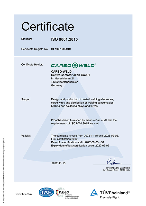 Certificate Standard ISO 9001:2015